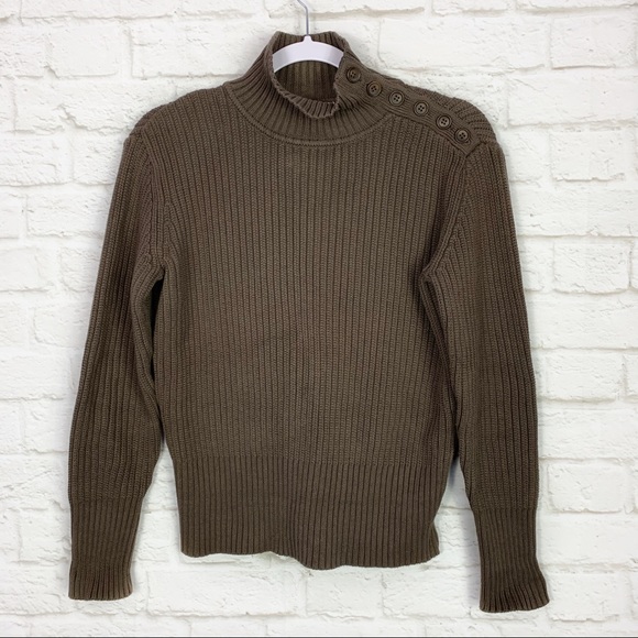 J. Jill Sweaters - J. Jill Ribbed Knit Button Neck Cotton Sweater S